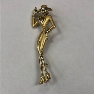 Sophisticated Gold Woman Figure Brooch